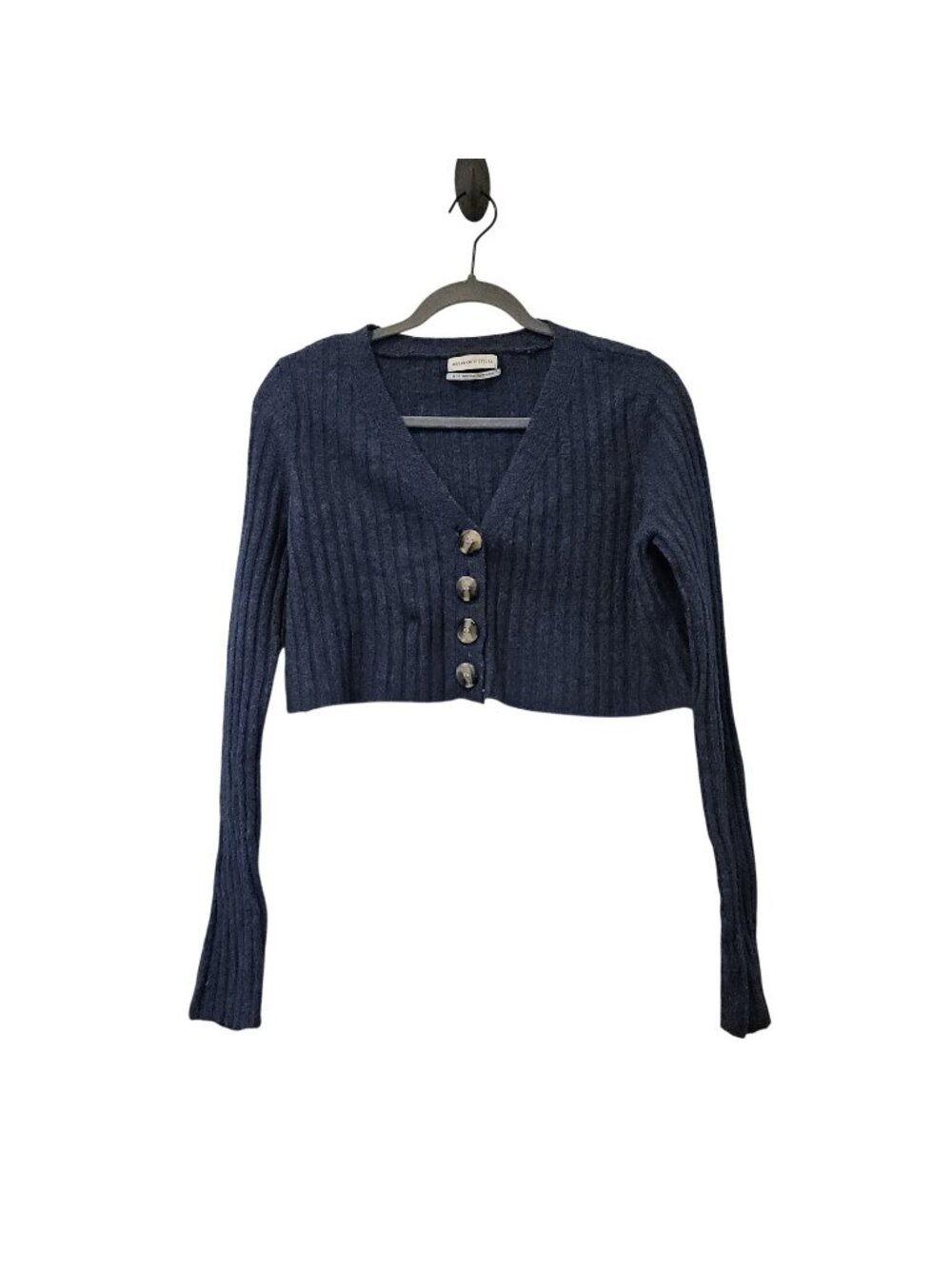 Urban Outfitters Blue Cropped Ribbed Cardigan Sweater Womens XS